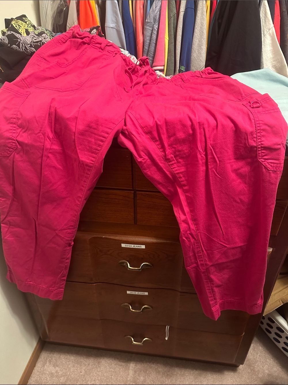 koi Bright Fuchsia Scrub Top with Floral Trim